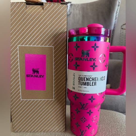 Stanley’s Hot Pink 40oz Tumbler with LV designs. New. - Picture 1 of 8